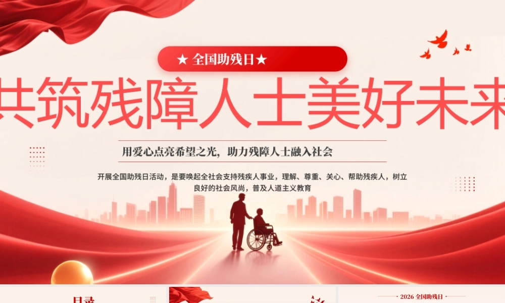 红色简约风共筑残障人士美好未来.pptx