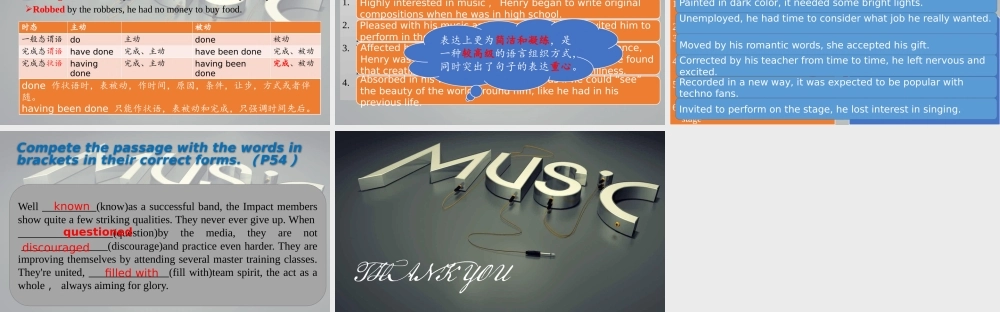 Unit 5 Music Discovering Useful Structures过去分词作表语和状语课件-2021-2022学年高一英语精美课件+精美教案（必修二）（人教版2019）.pptx