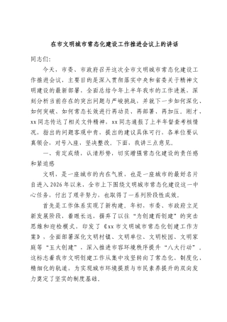 在市文明城市常态化建设工作推进会议上的讲话.docx