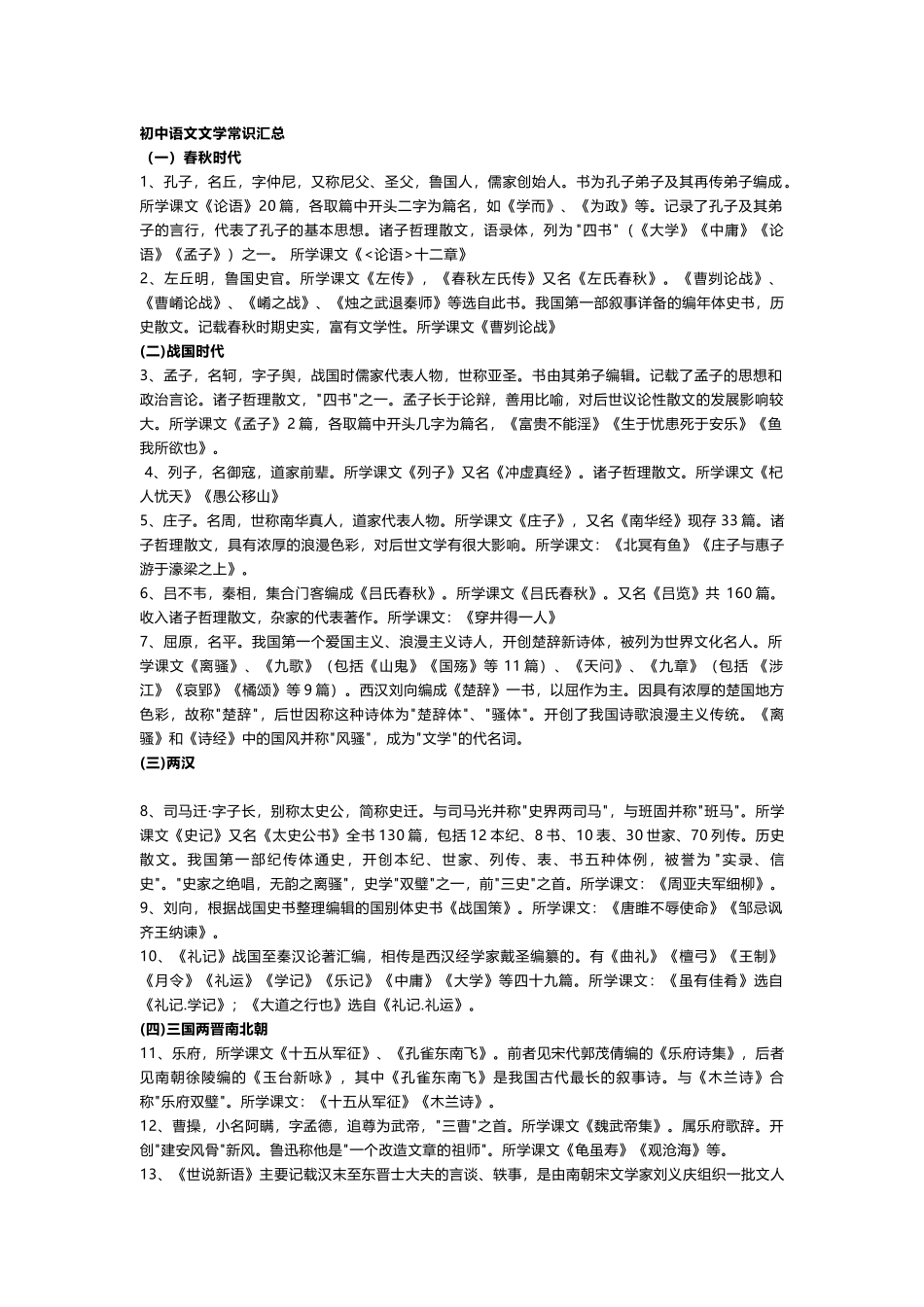 初中语文考试228条文学常识总结.docx_第1页