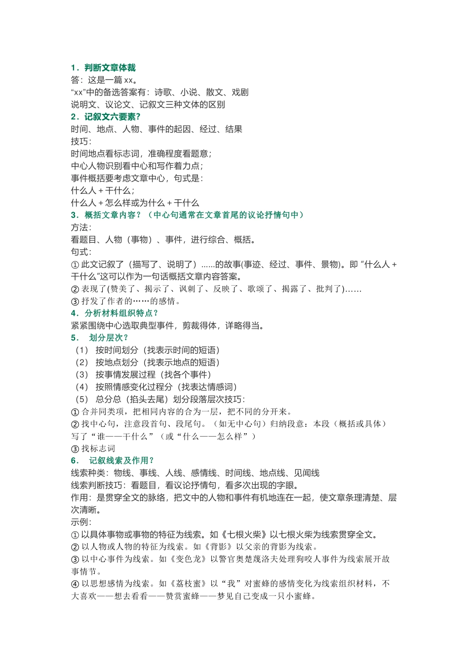 初中语文阅读理解答题的33个套路.docx_第1页