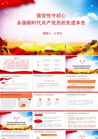 党课PPT：强党性守初心，永葆新时代共产党员的先进本色.pptx
