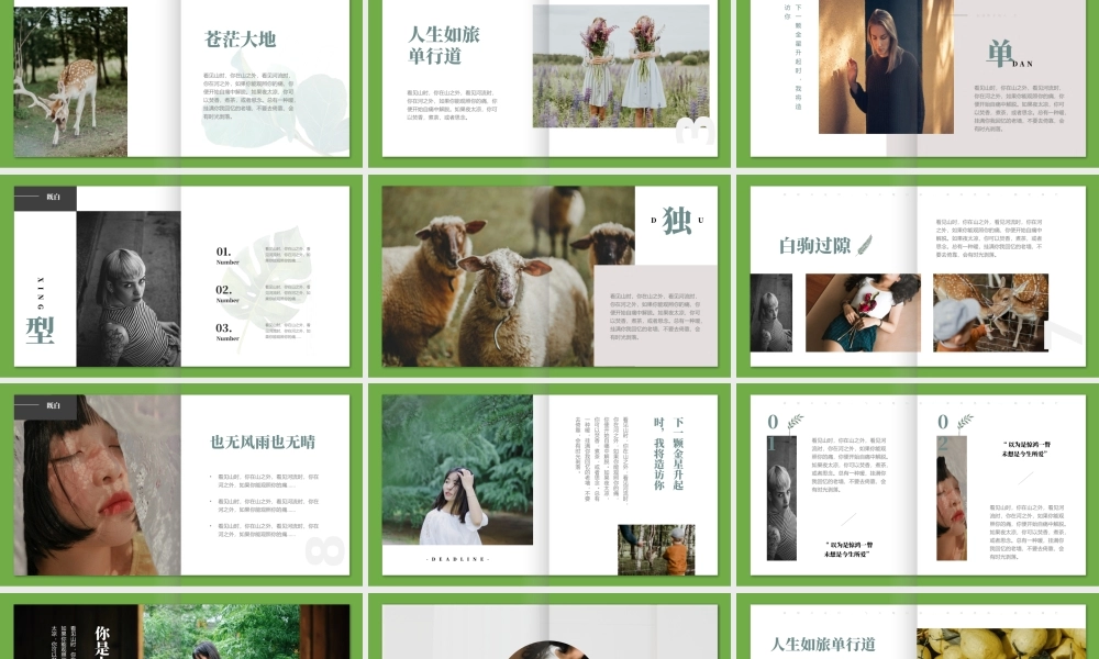 绿色人物艺术摄影背景“匆匆岁月”文艺风电子相册.pptx