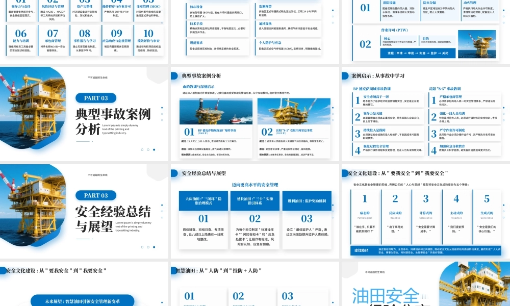 蓝色简约油田安全经验分享课件.pptx