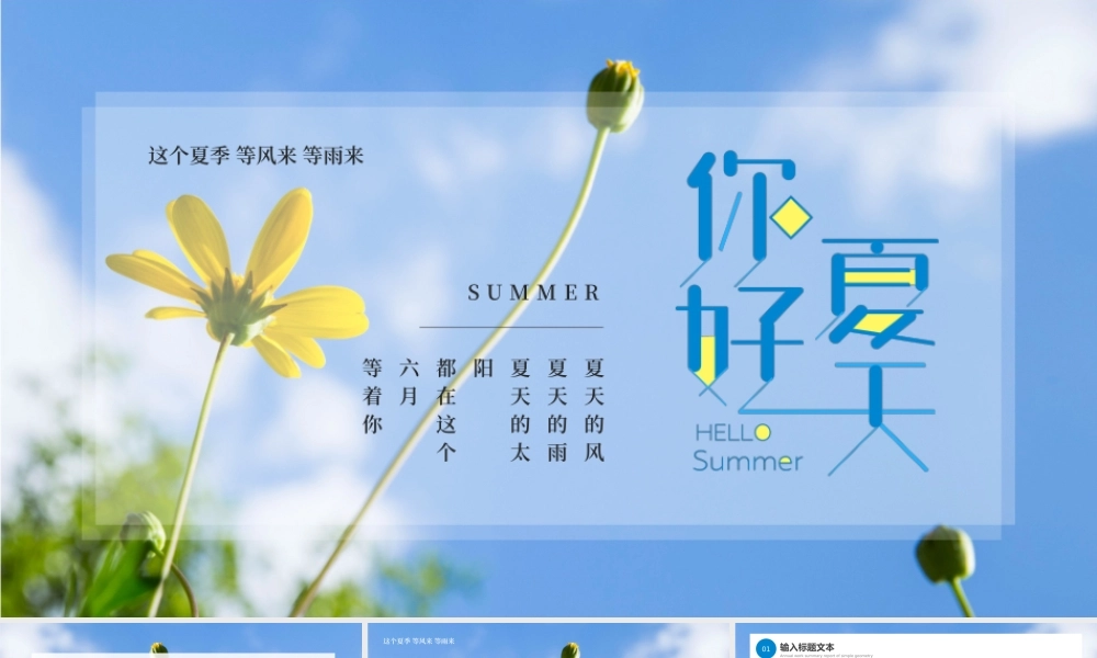 蓝色清新文艺风“你好夏天”夏日主题.pptx