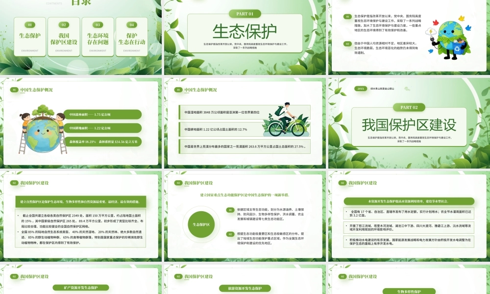 绿色简约保护生态环境主题课件.pptx