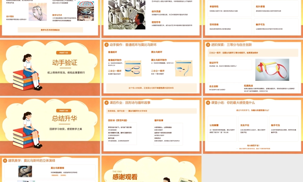 橙黄色卡通莫比乌斯环课件 .pptx