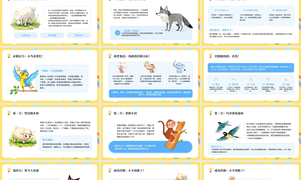 蓝色卡通风营救小羊主题课件.pptx