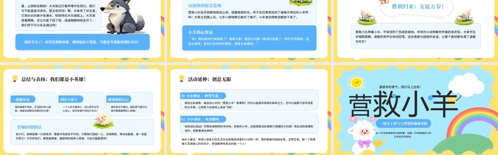 蓝色卡通风营救小羊主题课件.pptx