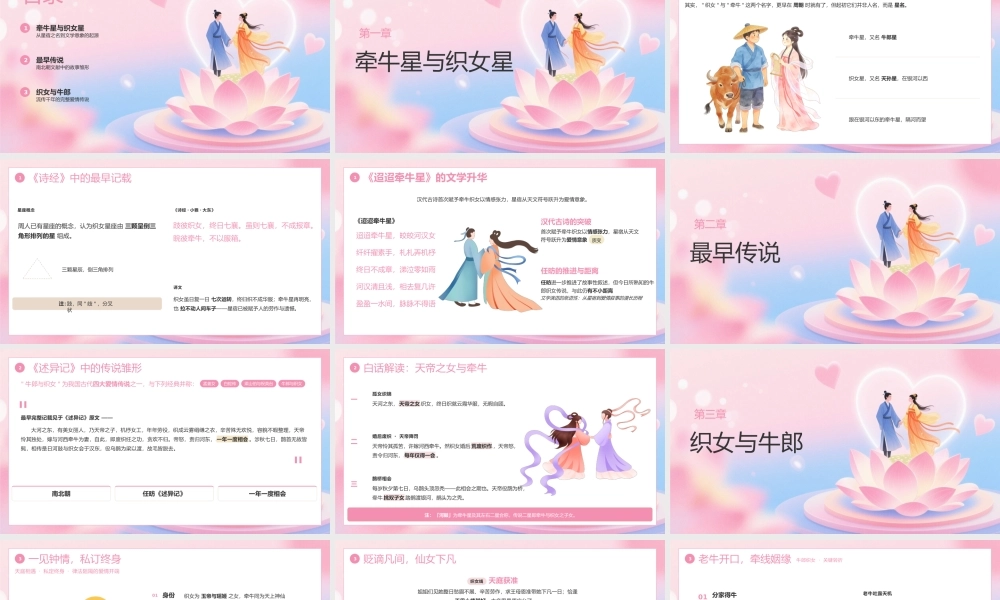 粉色简约流传千年的中式浪漫七夕故事 .pptx