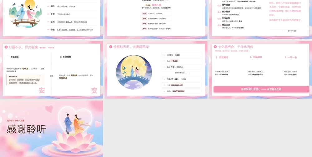 粉色简约流传千年的中式浪漫七夕故事 .pptx