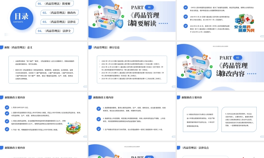 蓝色简约风中国药品管理法学习解读.pptx