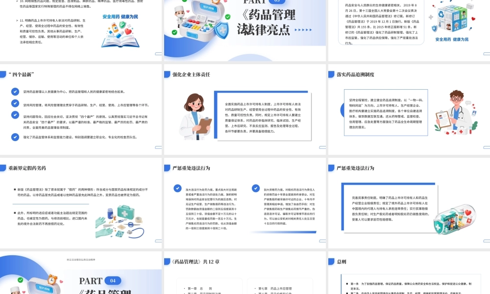蓝色简约风中国药品管理法学习解读.pptx
