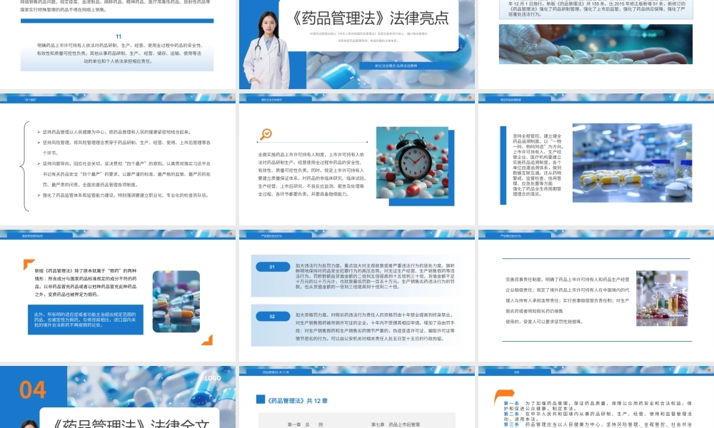 蓝色简约中国药品管理法.pptx