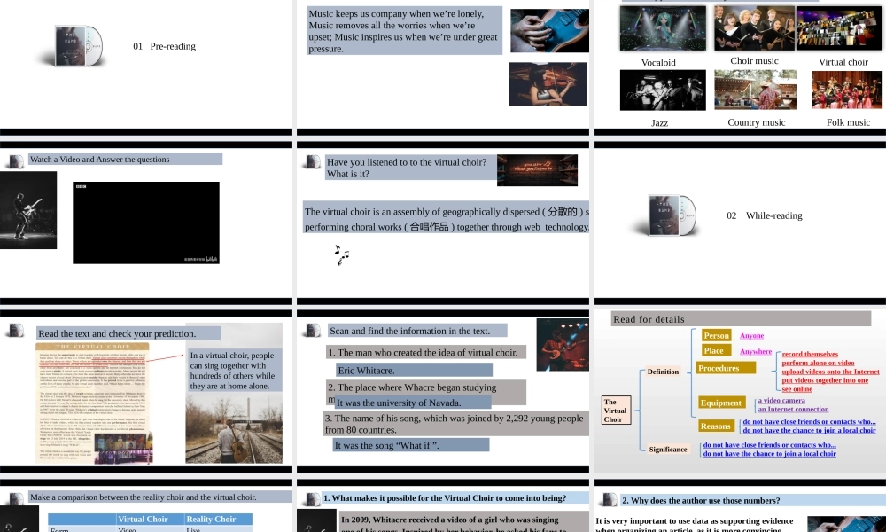 Unit 5 Music Reading and thinking课件-2021-2022学年高一英语精美课件+精美教案（必修二）（人教版2019）.pptx