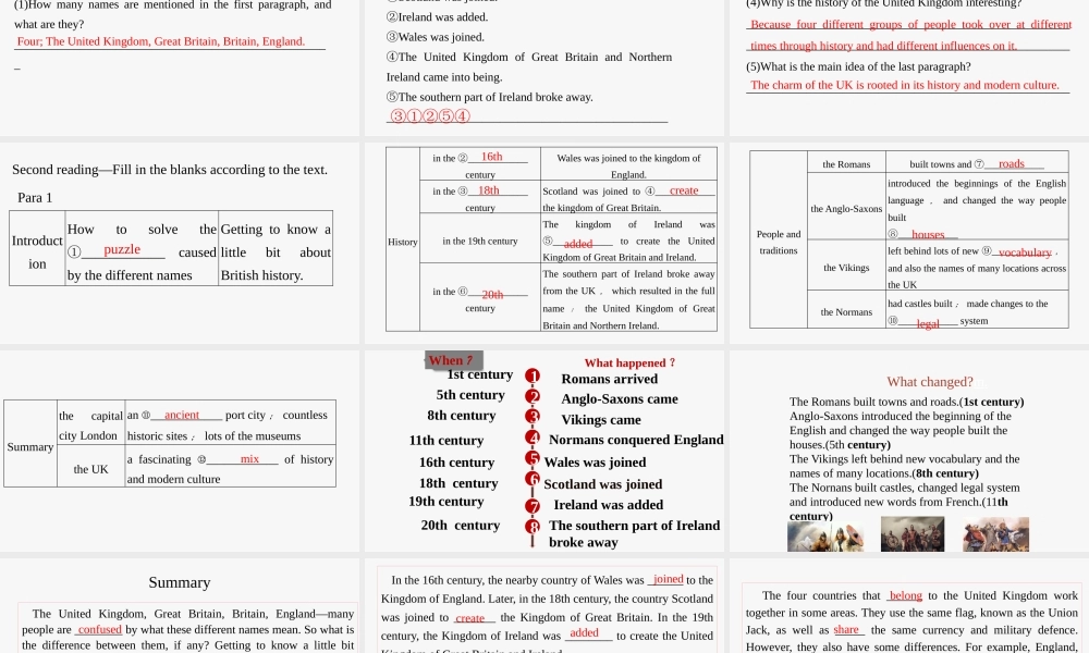 Unit 4 History and Traditions reading and thinking-2021-2022学年高一英语精美课件 精美教案（必修二）（人教版2019）.pptx