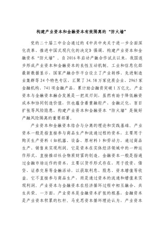 构建产业资本和金融资本有效隔离的“防火墙”.docx