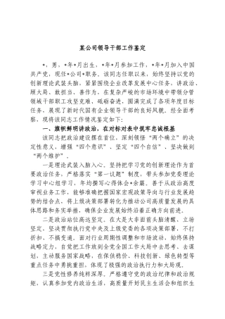 某公司领导干部工作鉴定.doc