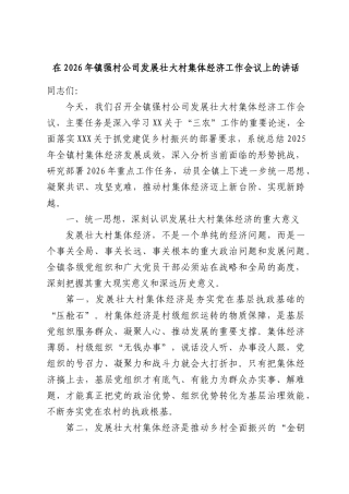 在2026年镇强村公司发展壮大村集体经济工作会议上的讲话.docx