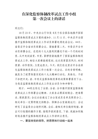 在试点工作小组第一次会议上的讲话.doc