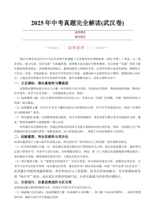 2025年中考化学真题完全解读（武汉卷）.DOCX