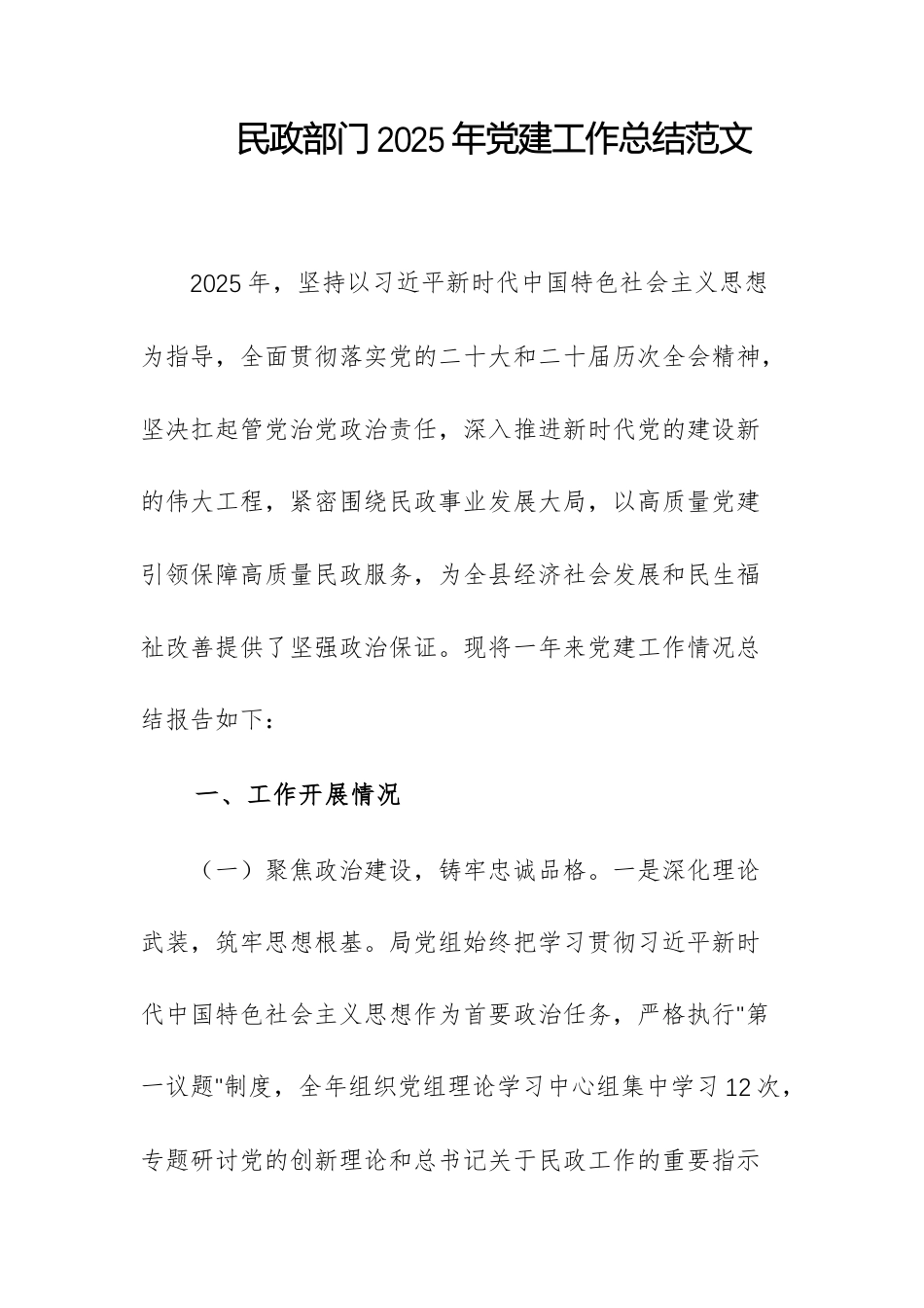 民政部门2025年党建工作总结范文.docx_第1页