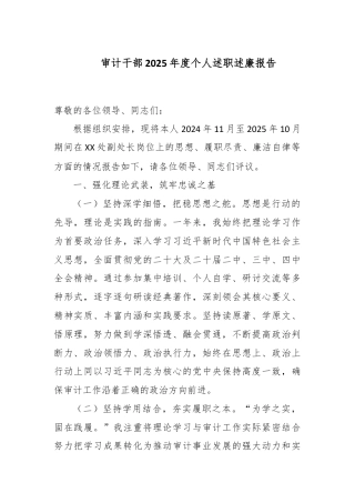 审计干部2025年度个人述职述廉报告.docx