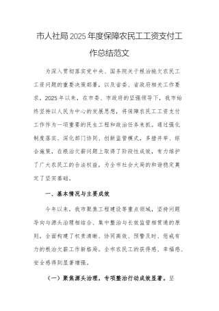 人社2025年度保障农民工工资支付工作总结范文.docx