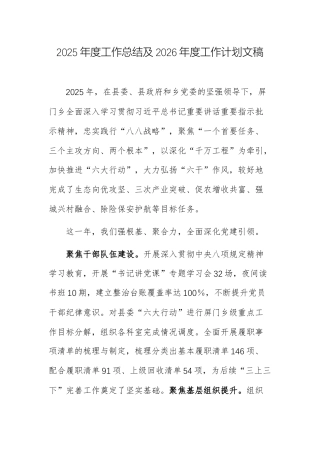 2025年度工作总结及2026年度工作计划文稿.docx