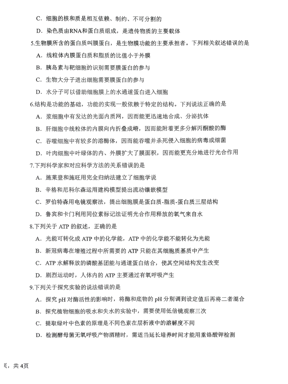 广东 四校联考2023-2024学年高三9月第一次联考.pdf_第2页