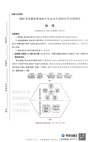 高考押题预测卷 2025安徽专版 地理.pdf