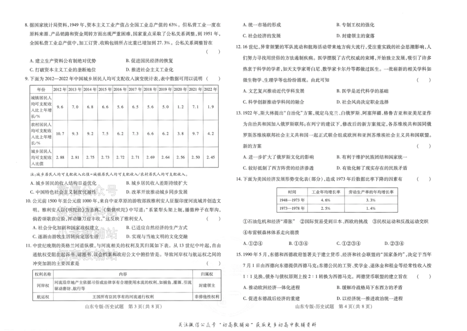 2025版《高考押题预测卷》（山东专版） 历史.pdf_第2页