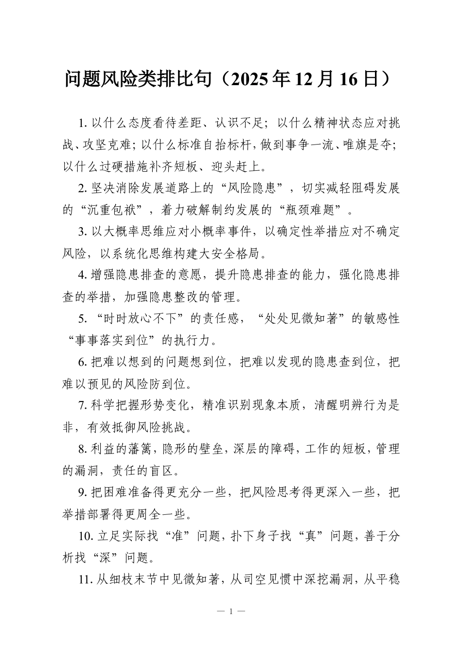问题风险类排比句（2025年12月16日）.doc_第1页