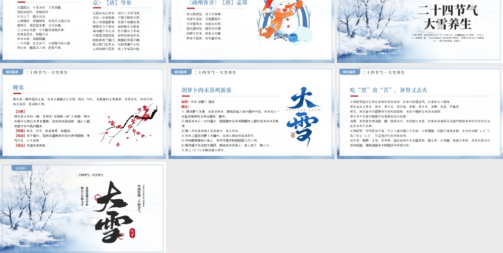 蓝色古风大雪节气介绍 .pptx