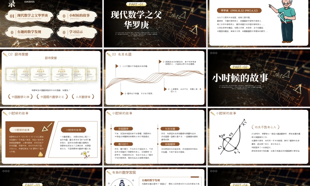 棕色简约华罗庚人物介绍 .pptx