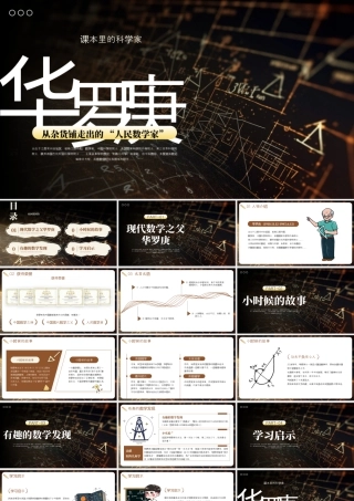 棕色简约华罗庚人物介绍 .pptx