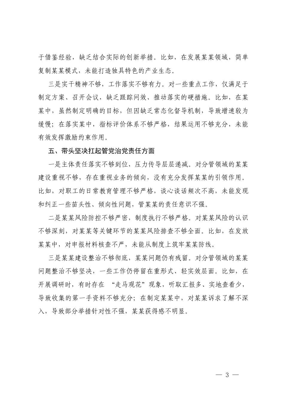 2025年度“五个带头”对照检查存在的15个问题+担当作为方面存在的问题18个问题.docx_第3页