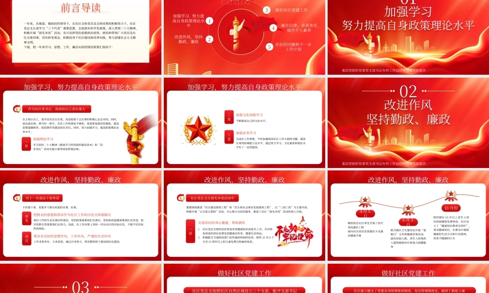红色党支部书记年终工作述职报告 .pptx