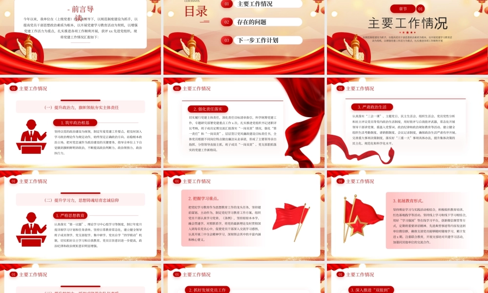 红色党建工作汇报总结明年计划 .pptx