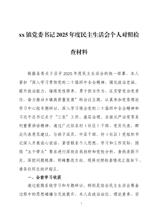 2025年度民主生活会个人对照检查材料 3篇.docx