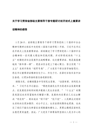 2026年关于学习贯彻主要领导干部专题研讨班开班式上重要讲话精神的感悟.docx