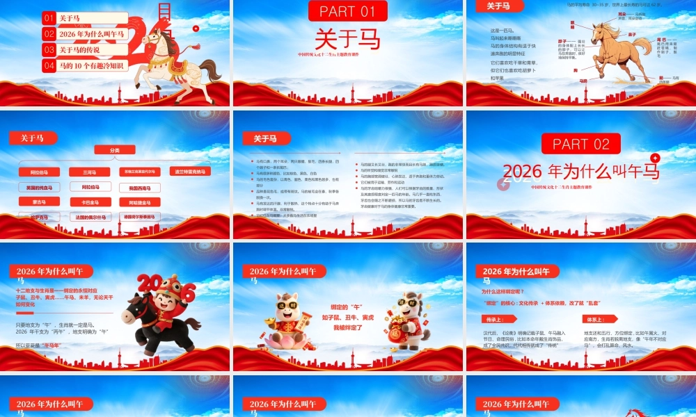 十二生肖的故事了解不一样的马年2026午马赤马奔腾.pptx