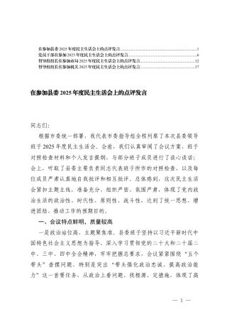 （汇编）在参加机关2025年度民主生活会上的点评发言.docx