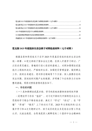 党支部2025年度组织生活会班子七个对照方面存在的不足清单.docx