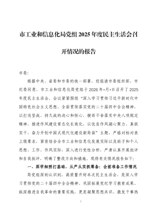 2025年度民主生活会召开情况报告三篇.docx