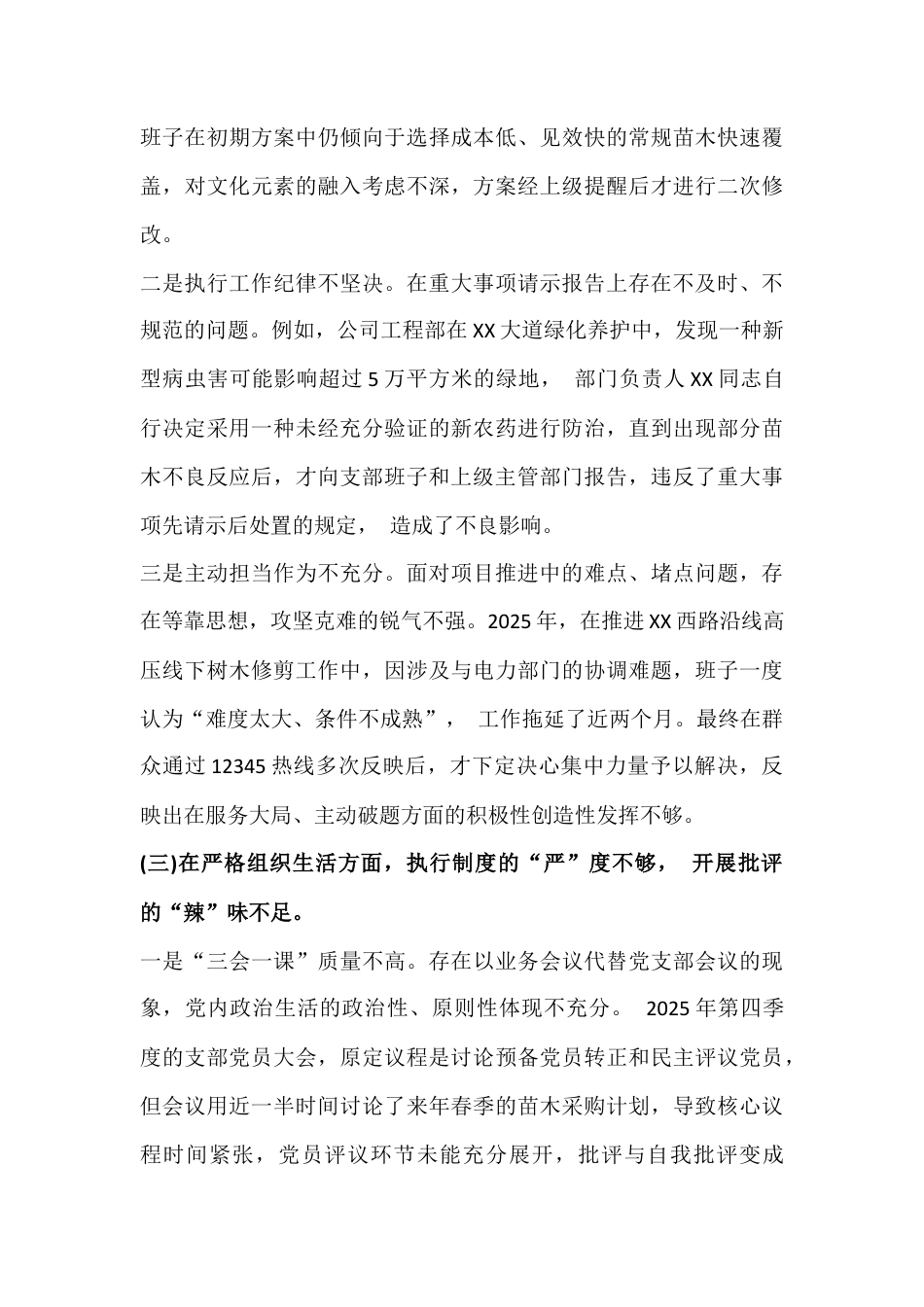 2026年在做好群众工作、执行上级组织决定、严格组织生活等“六个对照方面”原因剖析、努力方向、整改措施检查材料4篇文.docx_第3页