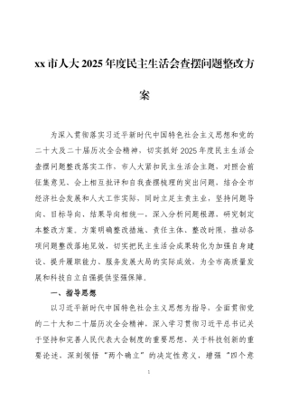 2025年度民主生活会查摆问题整改方案 两篇.docx