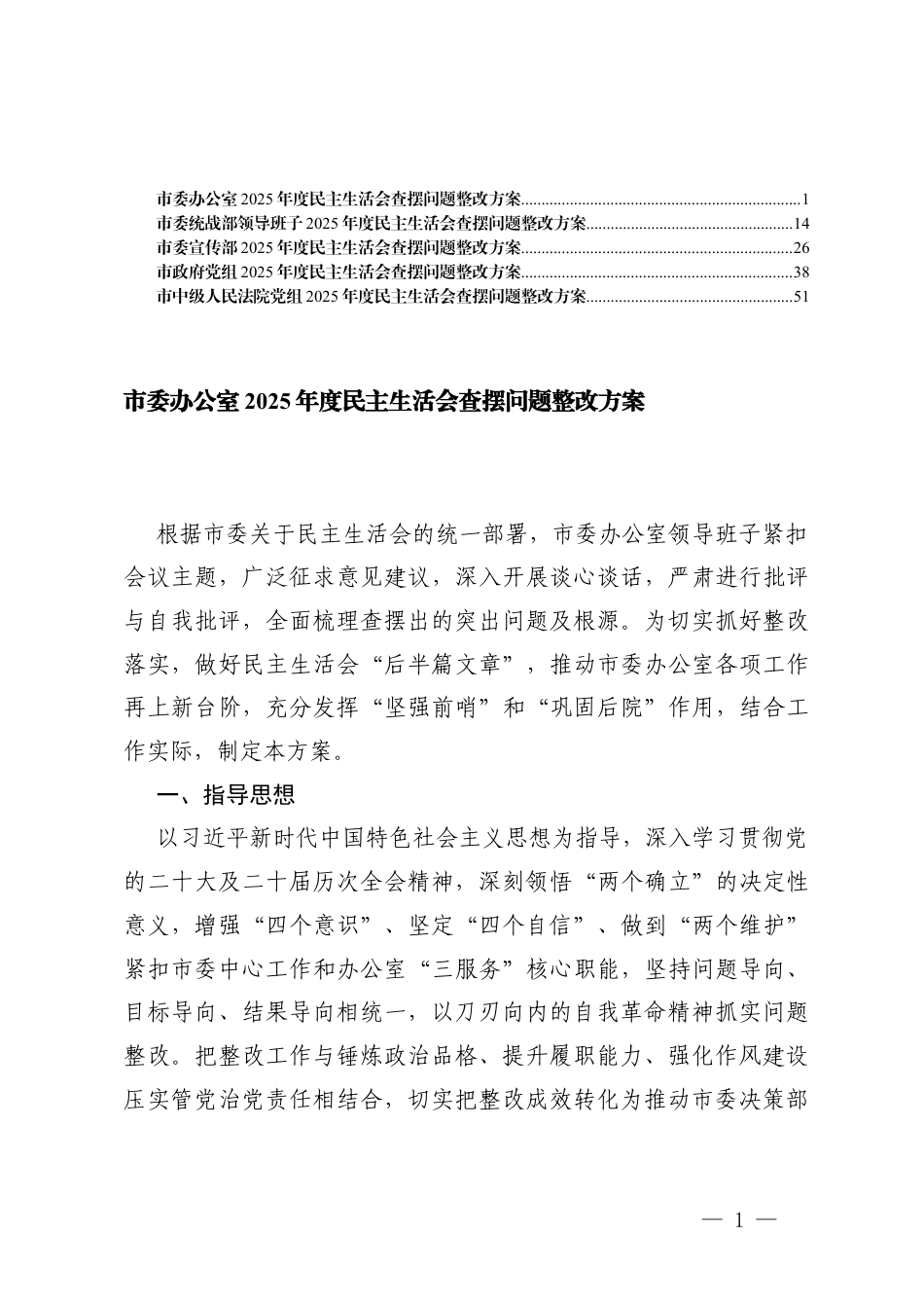 （汇编）党组2025年度民主生活会查摆问题整改方案.docx_第1页