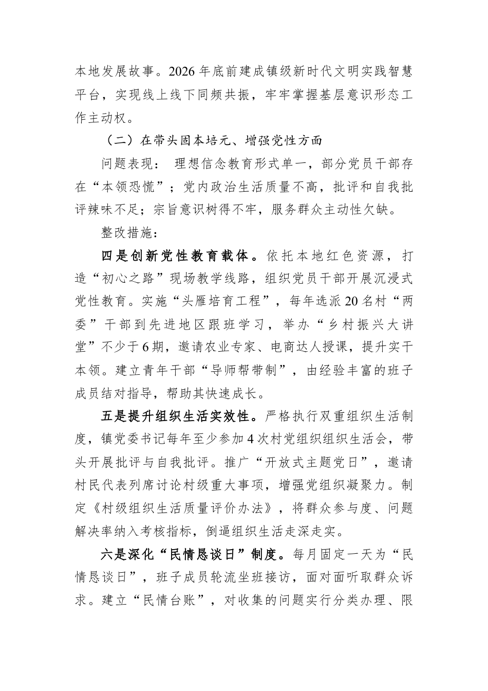 2025年度镇民主生活会查摆问题整改方案.docx_第3页