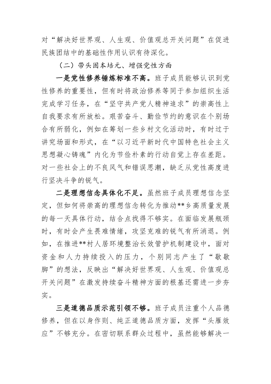 乡领导班子2025年度民主生活会对照检查材料（带案例剖析）.docx_第3页